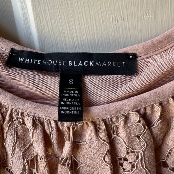 White House Black Market Lace Cold Shoulder 3/4 Sleeve Blush Rose Blouse.Size S - Picture 3 of 16